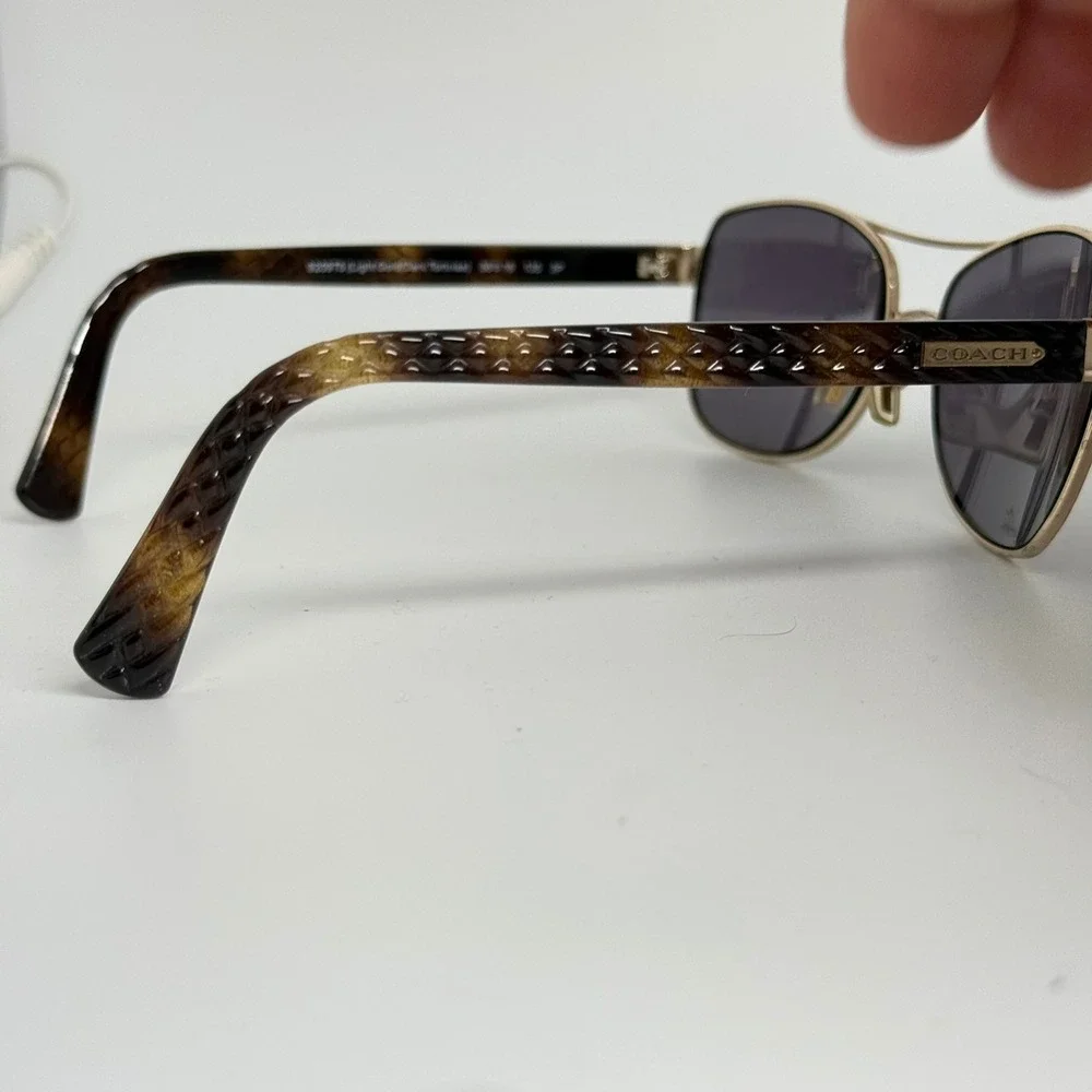 Coach HC 7054 L129 Polarized Sunglasses Light Gold Dark Tortoise 56-16-135